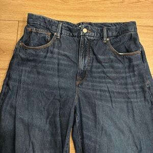 Good American High Waisted Wide Leg Jeans Faded Indigo395 Medium Wash Size 10/30